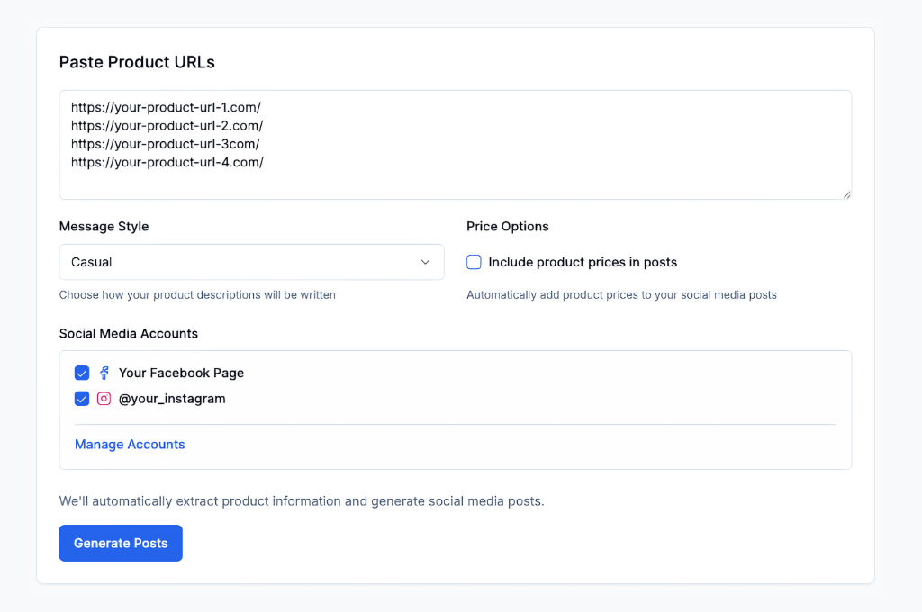 Add Your Product URLs